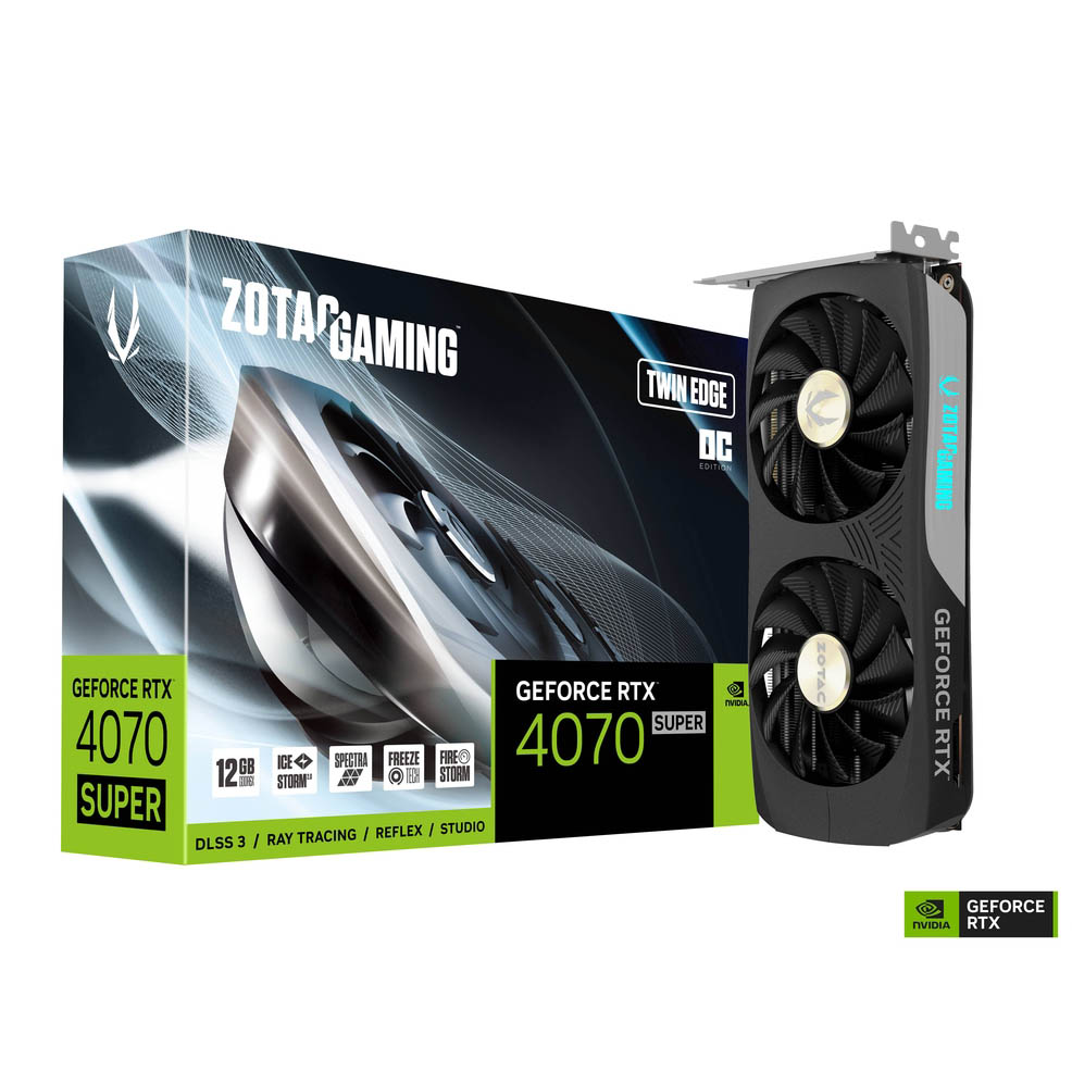 Tarjeta de video Zotac Geforce RTX 4070 SUPER Twin Edge OC 12GB GDDR6X ZT-D40720H-10M