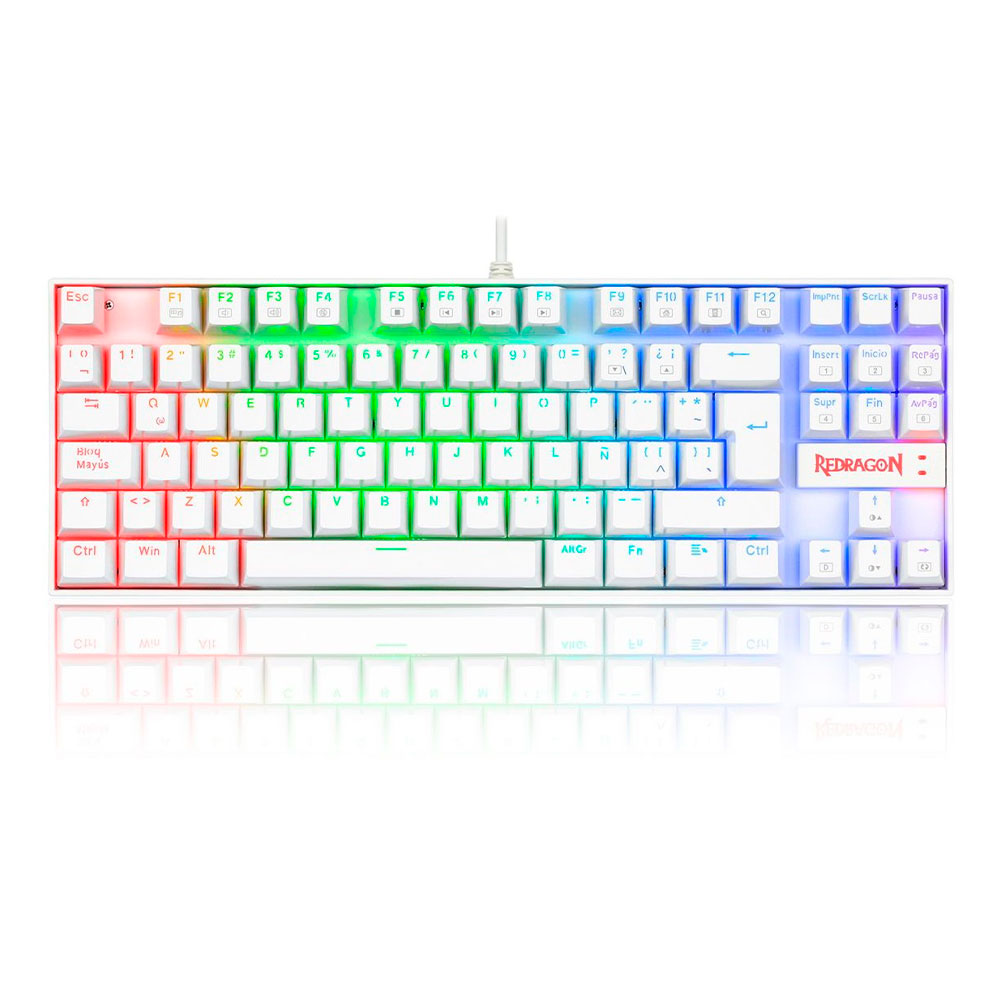 Teclado Mecanico REDRAGON Gaming KUMARA RGB, Switch ROJO, TKL, USB, Blanco - K552RGB-1