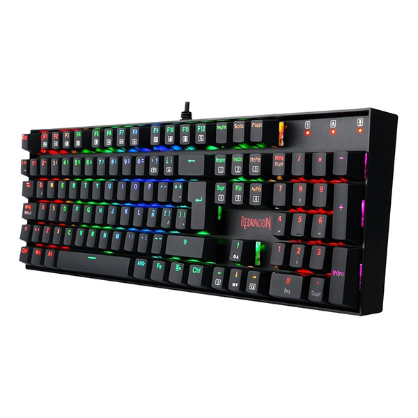 TECLADO REDRAGON GAMING MITRA USB NEGRO RGB FULL, SWITCH RED