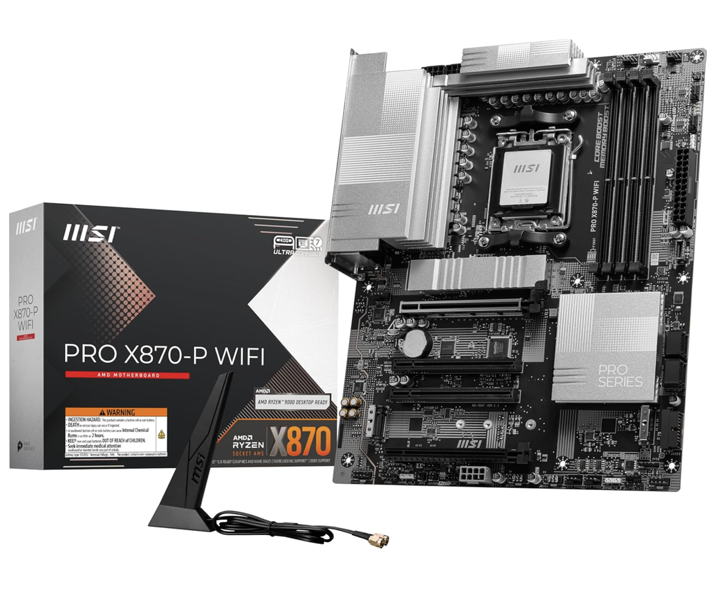 MSI PRO X870-P WiFi ProSeries Motherboar (procesadores AMD Ryzen serie 9000/8000/7000, AM5, Wi-Fi 7, Bluetooth 5.4, LAN de 5Gbps, ATX)