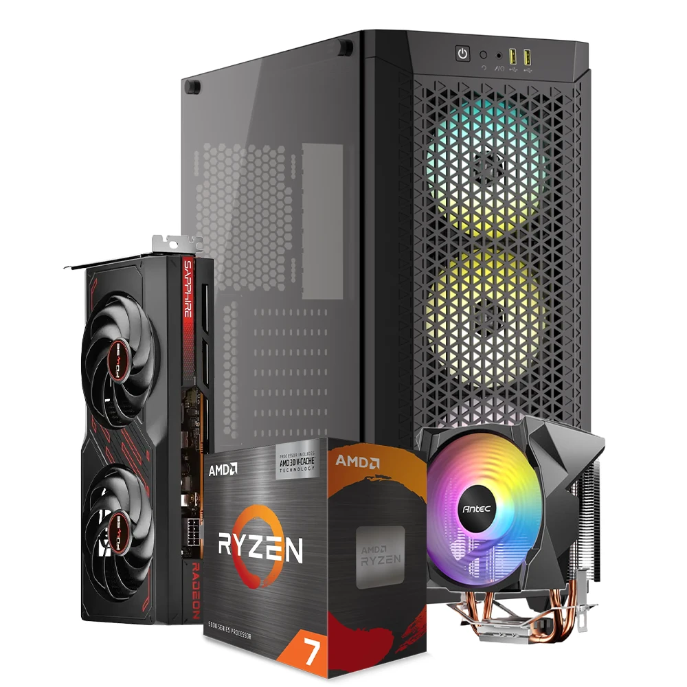 Pc C480 X3D Ryzen 7 5700X3D, RX 7600 8GB GDDR6, DDR5 32GB, M.2 256GB, 600W 80+ Bronce