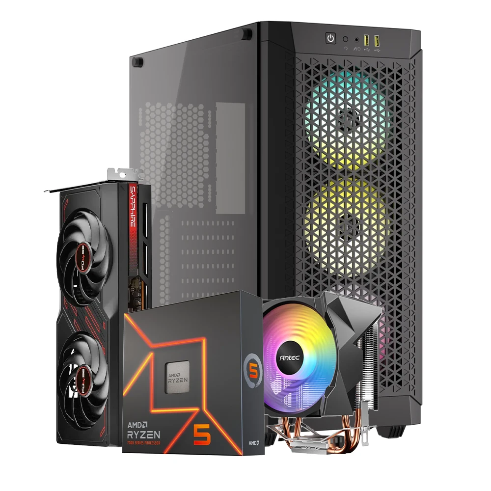 Pc C480 7000 Ryzen 5 7600X, RX 7600 8GB GDDR6, DDR5 32GB, M.2 500GB, 600W 80+ Bronce