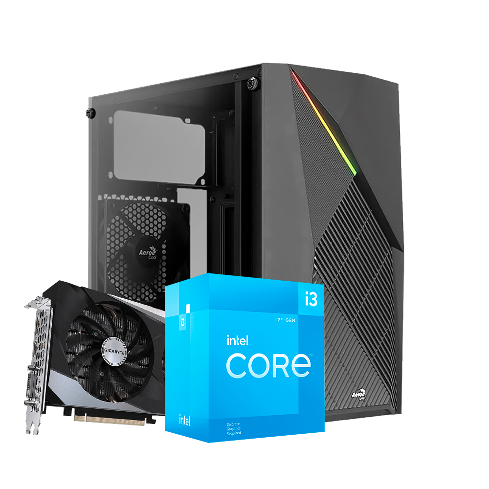 Pc Intel Now R, Intel i3 12100F, RTX 3050 6GB, DDR4 16GB, SSD 480GB, 550W 80+