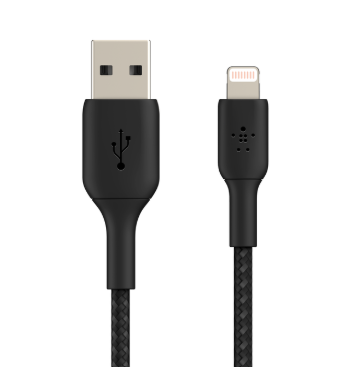 Cable Belkin BoostCharge USB-A to Lightning Braided 1mts BK, CAA002bt1MBK