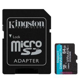 Memoria MicroSD Kingston 64GB microSDXC Canvas Go Plus 170R A2 U3 V30 Card +, SDCG3/64GB