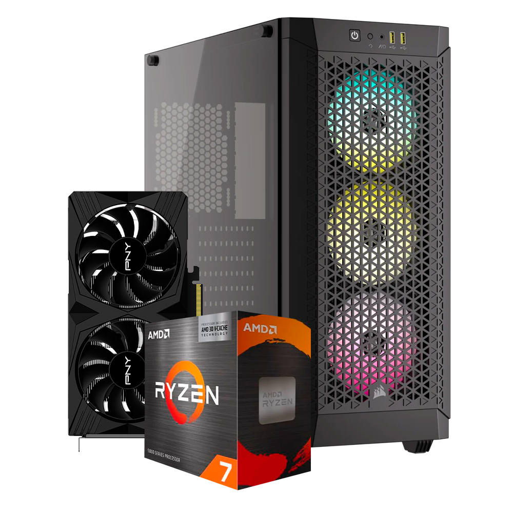 Pc 480 Pro Ryzen 7 5700X3D, RTX 4060 8GB, DDR4 32GB, M.2 512GB, 750W 80+