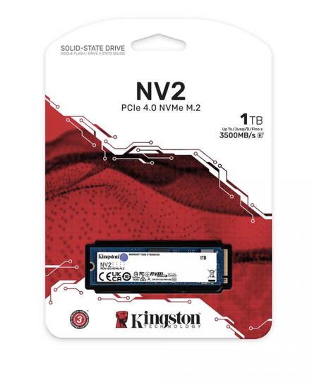 Kingston SSD NV2 1TB M.2 NVMe PCIe  Up to 3500 MB/s SNV2S/1000G