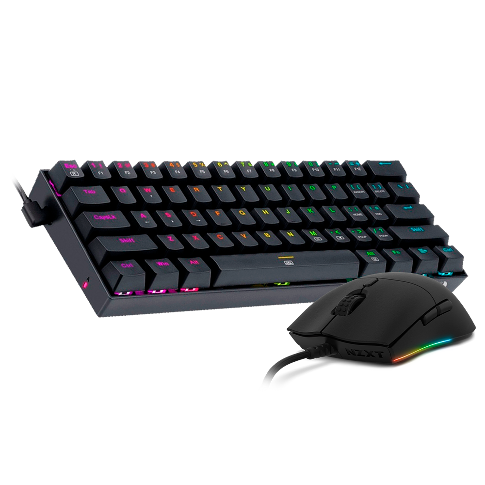 Teclado Mecanico Redragon Gaming Dragonborn Negro RGB, Switch Azul, K630RGB + Mouse Gaming NZXT LIFT RGB Negro