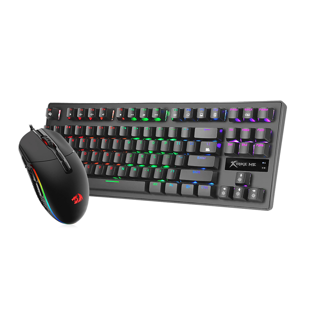 Teclado Mecánico Xtrike Me GK-979 Switch Azul + Mouse Gaming Redragon Invader M719-RGB BLACK