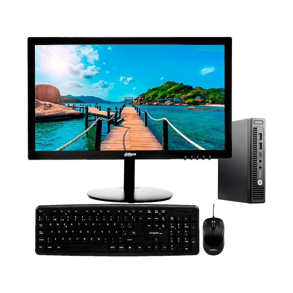 Pc Standard HP ProDesk 800 G2 Mini INTEL i5 6th, RAM 8GB, M.2 256GB, Wifi, Monitor Dahua 19", Teclado y Mouse