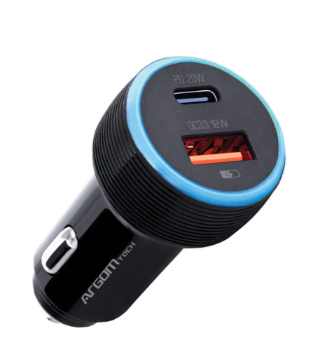 Cargador de coche Force C1 38W PD tipo C + USB, ARG-AC-0118BK