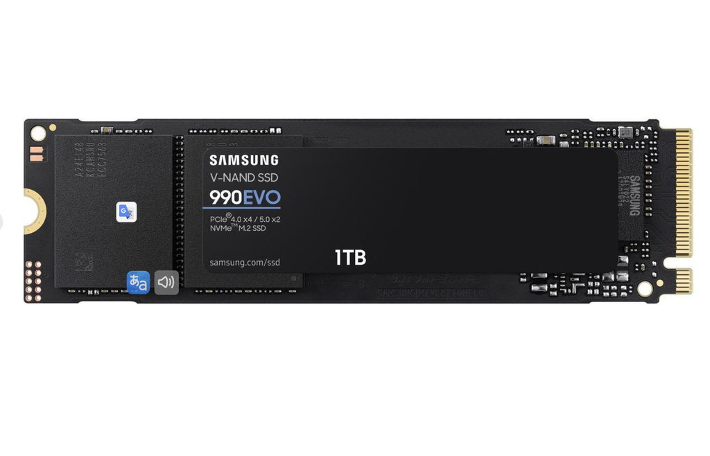 Unidad Estado Solido SAMSUNG 990 EVO SSD 1TB, PCIe Gen 4x4 | Gen 5x2 M.2 2280, Speeds Up-to 5,000MB/s, Technology and Intelligent Turbowrite (MZ-V9E1T0B)