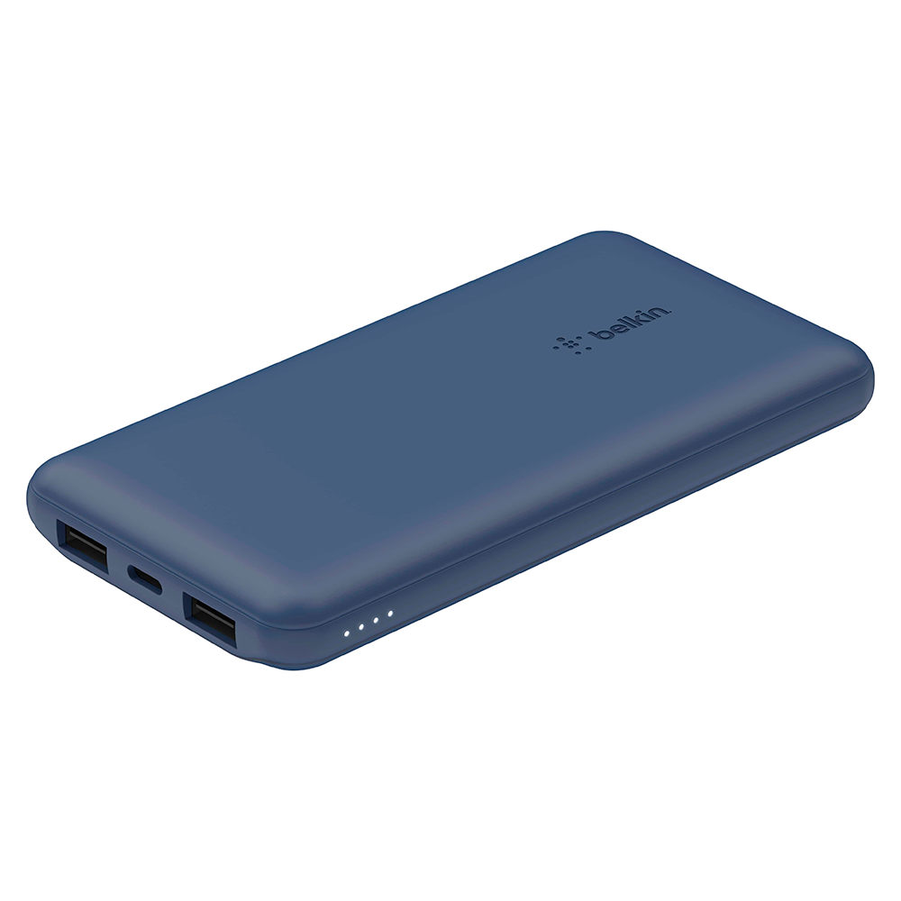 Cargador portatil Belkin, Azul 10000 mAh - 15Watt - 3 conectores de salida (2 x USB, 24 pin USB-C), BPB011btBL Power Bank