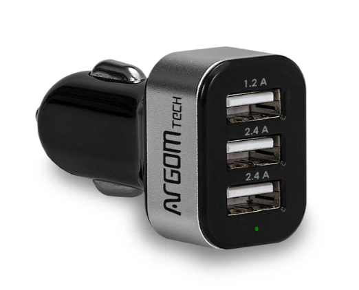 Cargador 3USB para carro 6A ARGOM, ARG-AC-0113BK