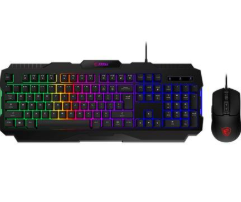 Combo Teclado y Mouse MSI Forge GK100, USB 2.0, 6 Mode RGB, Membrana, English, ANTI-GHOSTING 