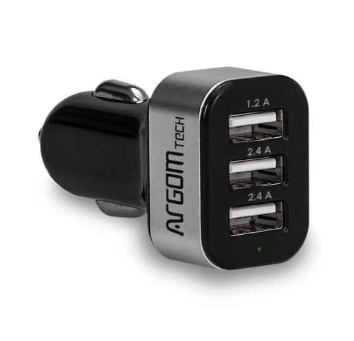 Cargador para Carro, ARGOM  ARG-AC-0113BK 3USB para carro 6A ARGOM 
