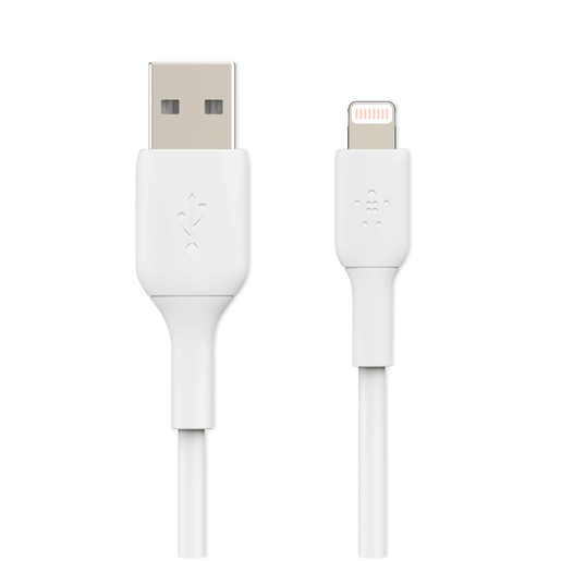 Cable Belkin Boost, iPhone/iPad Lightning a USB-A, 1 Metros, Certificación MFi, Blanco, CAA001bt1MWH