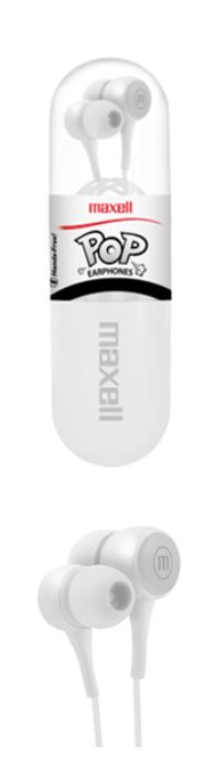 Audífonos Maxell IN-POP, con microfono 3.5mm, cable forrado y cubierto, stereo Color BLANCO