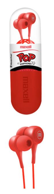 Audífonos Maxell IN-POP, con microfono 3.5mm, cable forrado y cubierto, stereo Color ROJO