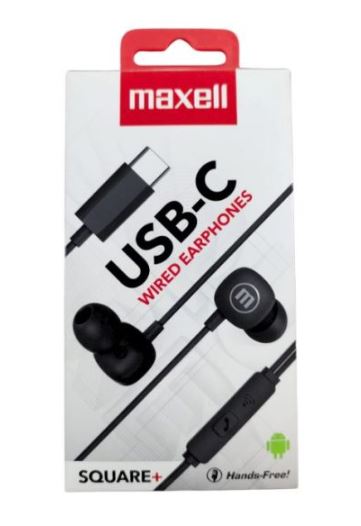 Audífonos USB-C con microfono Maxell SQUARE+, color NEGRO EB-USBC