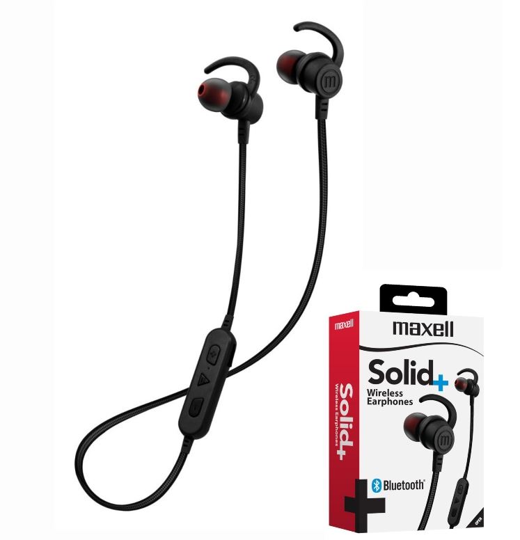 Audífonos Bluetooth Maxell, EB-BT100 Solid+, con microfono, Cable forrado color NEGRO EB-BT100