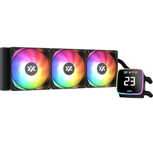 Enfriamiento liquido XYZ Aquapulse 360mm Negro A-RGB - XYZ-SA-845, LGA 115X/1366/2011/1700/1200/1851, AM4 Y AM5, PANTALLA LCD