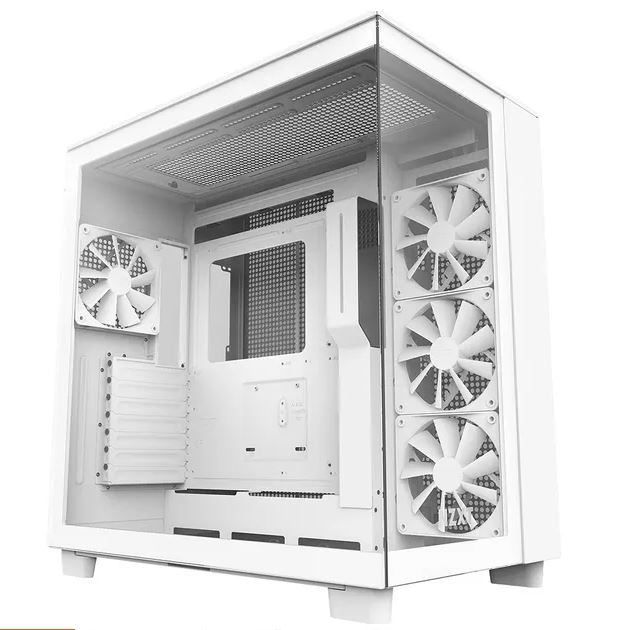 Case NZXT H9 Flow, Mini-ITX, Micro-ATX, ATX, Vidrio templado, 4 ventiladores   CM-H91FW-01 color Blanco