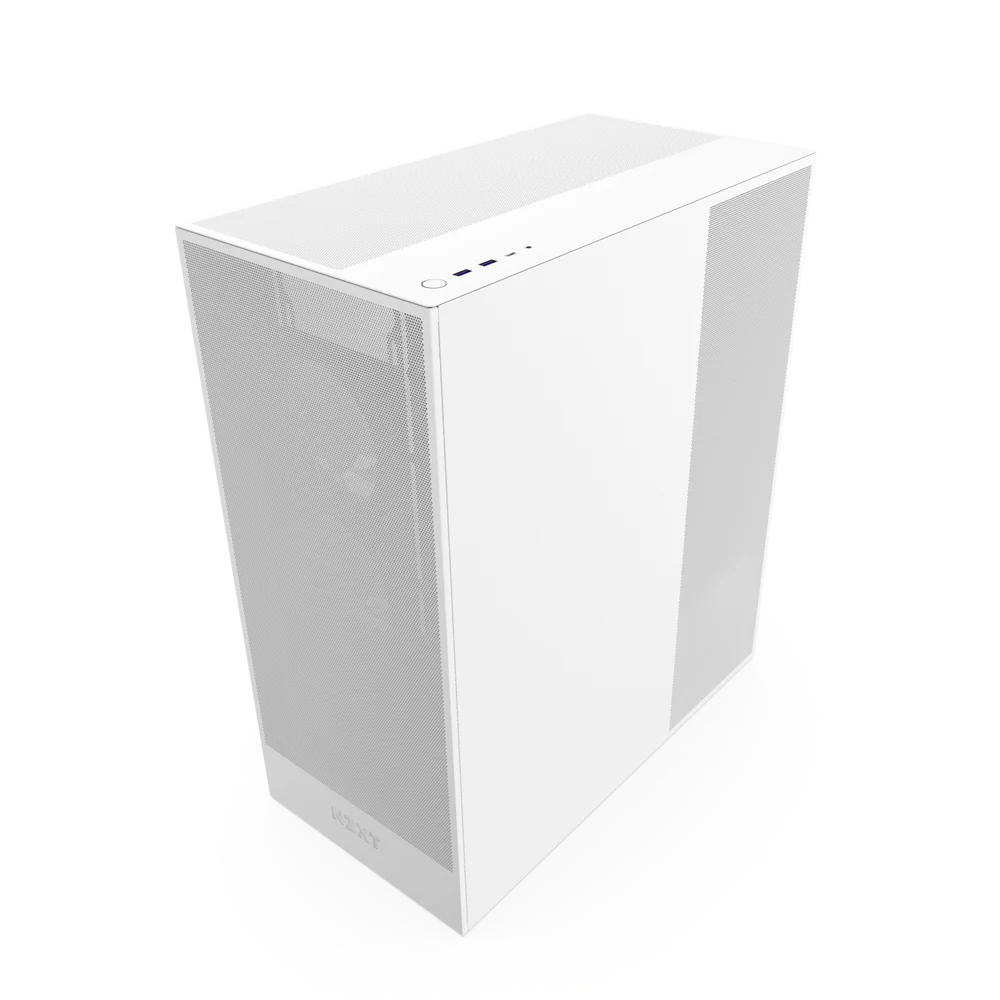 Case NZXT H7 Flow 2024 Mid-Tower Airflow Case with 3  Fans, Panoramic Glass Panels, Cable Management - Color NBlanco CM-H72FW-01