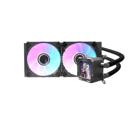 Enfriamiento Liquido Darkflash  DV240S RGB NEGRO -  240mm,  320*320 resolution IPS LCD, Control via Software, 3-stage bomba de agua, Intel, AMD, compatible con: Aura, Mystic, Fusion, Polychrome
