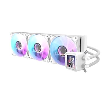 Enfriamiento Liquido Darkflash  DV360S RGB BLANCO WAVE -  360mm,  320*320 resolution IPS LCD, Control via Software, 3-stage bomba de agua, Intel, AMD, compatible con: Aura, Mystic, Fusion, Polychrome