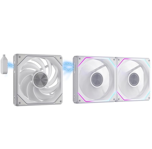 Ventilador Darkflash Gauss G24 ARGB, 3 Pack, 120mm  WHITE Compatible: Aura Sync, MSI, Fusion, Polychrome) 800-2000±10%RPM COLOR BLANCO