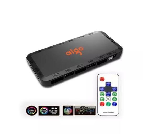 Controlador PWM Aigo APC1 , ARGB 3 pin + 6 Conectores PWM 4 pin