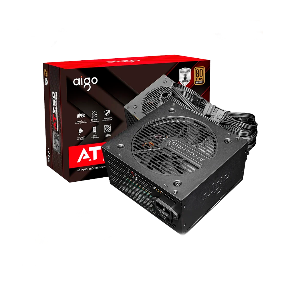 Fuente de Poder AIGO AT – 650 Watts – 80 Plus Bronce