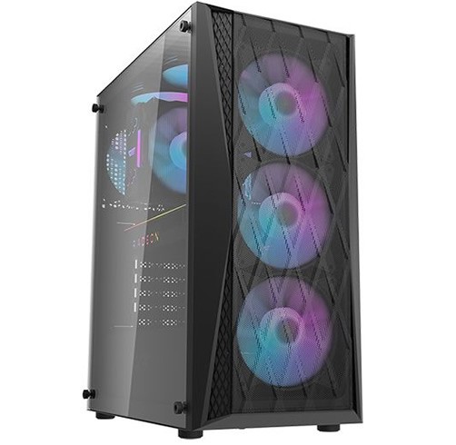 Case DarkFlash  DK352 - 4 x Fan ARGB - Negro, Malla metalica, 
