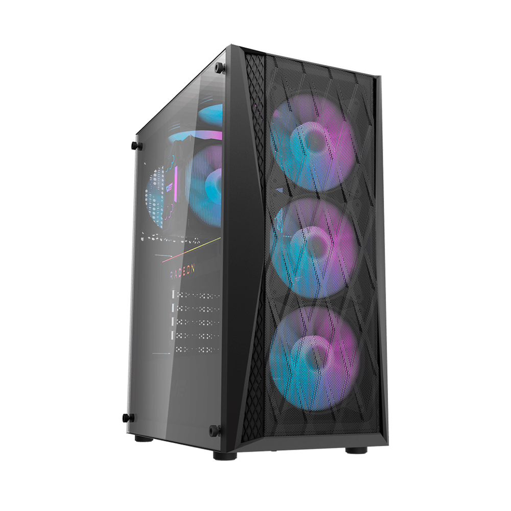 Case DarkFlash  DK352 - 4 x Fan ARGB - Negro, Malla metalica.