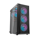 Case DarkFlash  DK352 - 4 x Fan ARGB - Negro, Malla metalica.