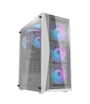 Case DarkFlash  DK352 - 4 x Fan ARGB - Blanco, Malla metalica, 