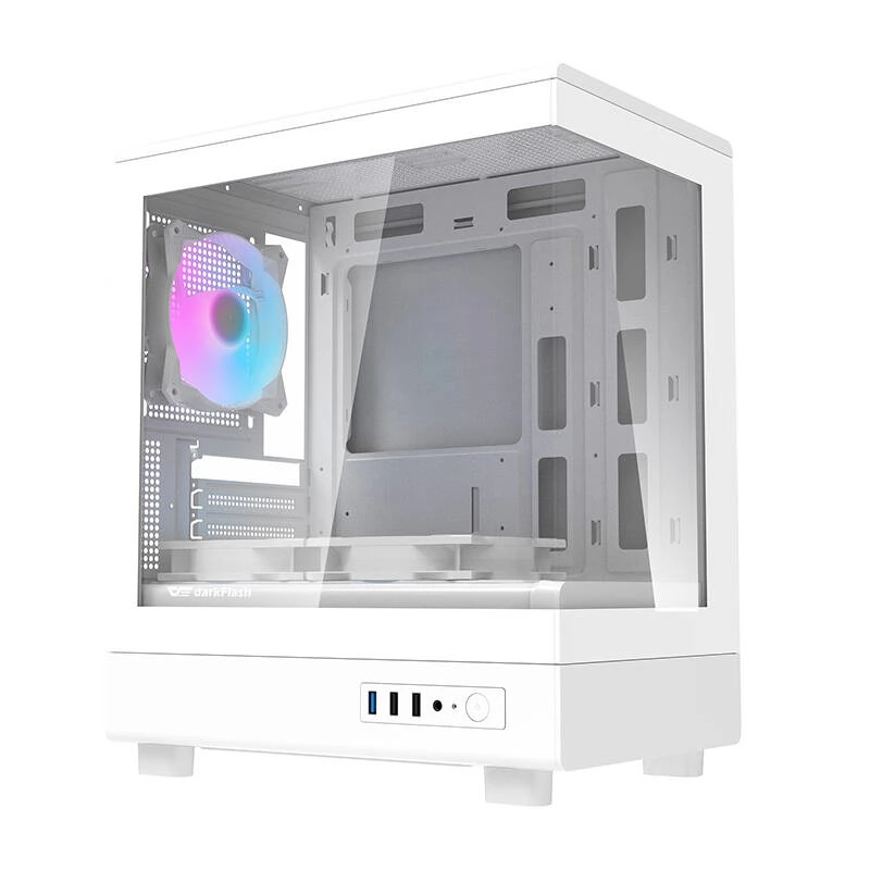Case Gaming Darkflash DB330M Tempered Glass M-ATX/ITX  3 fans120MM, ARGB - Blanco