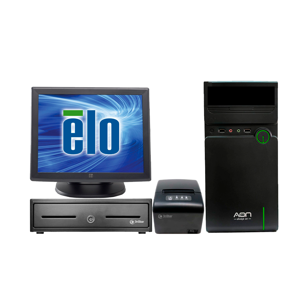 PC Punto de venta, CPU Standard Ryzen 3 5300G, Vega 6, RAM 16GB DDR4, SSD 256GB, Monitor 15" Touch RF, Impresor, Caja, Lector de Barras, Teclado y Mouse Win 11