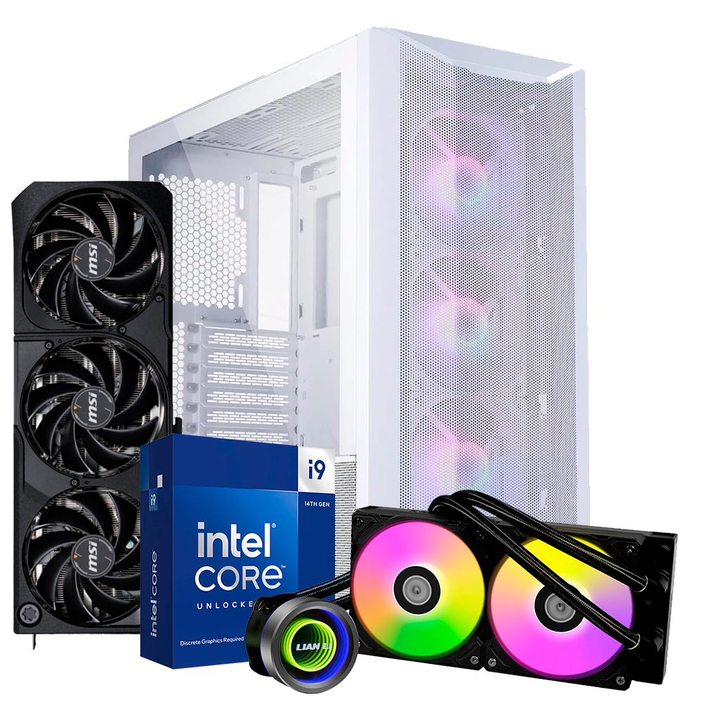 Pc Lian Li Mesh i9 14900KF, RTX 5080 16GB, RAM 64GB DDR5, SSD M.2 2TB, Enfrimiento AIO 240MM GA II TRINITY, PSU 1500W 80+ Gold