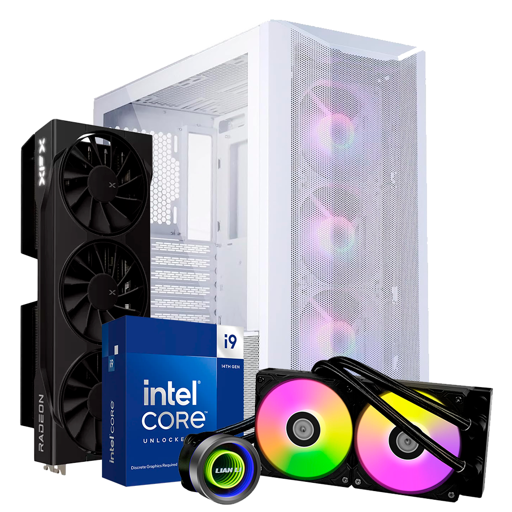 Pc Lian Li Mesh i9 14900KF, RX 9070 XT 16GB, RAM 64GB DDR5, SSD M.2 2TB, Enfrimiento AIO 240MM GA II TRINITY, PSU 1500W 80+ Gold