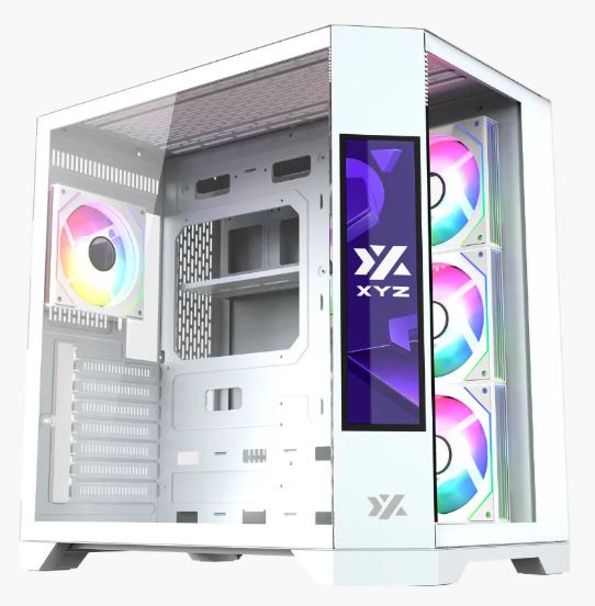 Case XYZ Neutron BLANCO -  Mid Tower Dual Chamber,pantalla LCD 8.8",  4 ventiladores AURAX A-RGB PWM, soporta: ATX / Micro-ATX / Mini-ITX, ARGB y PWM, con MB Sync - X-CS-NEUTRON-W/XYZ-SA-839