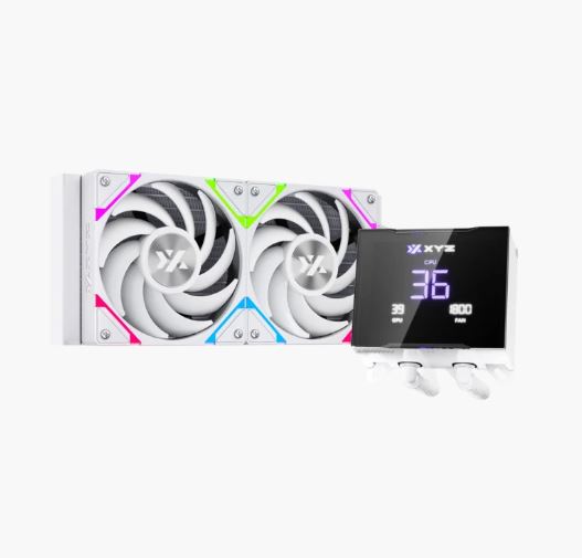 Enfriamiento liquido XYZ Hydrotemp 240mm BLANCO - XYZ-SA-851, LGA 115X/1366/2011/1700/1200/1851, AM4 y AM5, Pantalla LCD Extraible, ventiladores PWM Vortex PRO