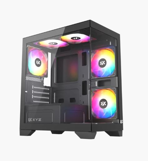 Case XYZ TITANIUM VIEW LITE NEGRO, 6 x 120mm A-RGB fans, Controlador PWM, Micro-ATX and Mini-ITX -X-CS-TITANIUMVIEWLT-B/XYZ-SA-943