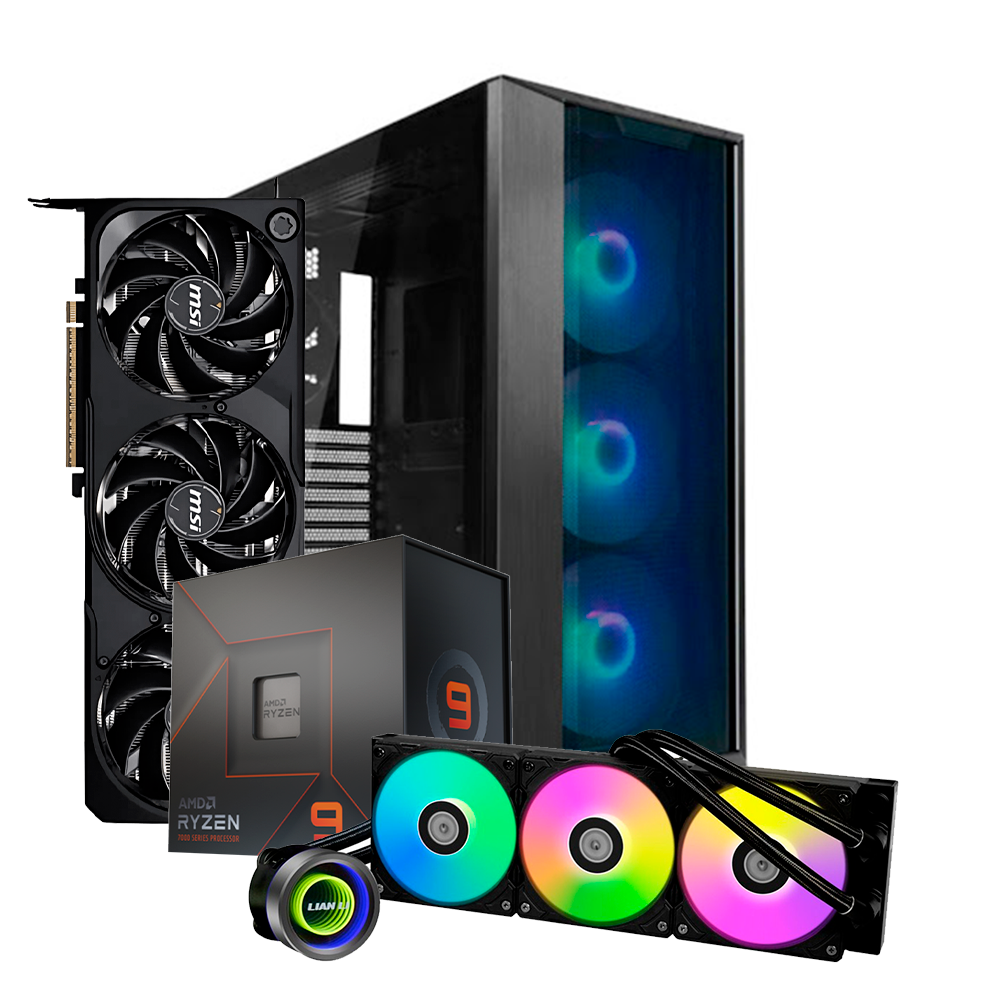 Pc Lancool Pro Ryzen 9 7900X, RTX 5080 16GB, RAM 32GB DDR5, SSD M.2 1TB, Enfriamiento Lian Li GA II TRINITY 360MM, 1200W 80+ Gold