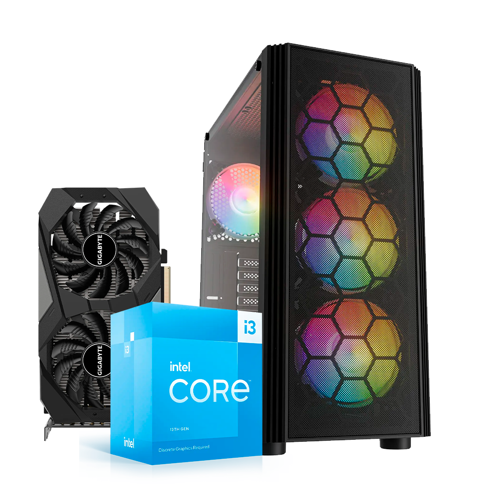 Pc Gaming Intel i3 13100F, RTX 3050 6GB, RAM 16GB DDR4, SSD 240GB, 550W 80+