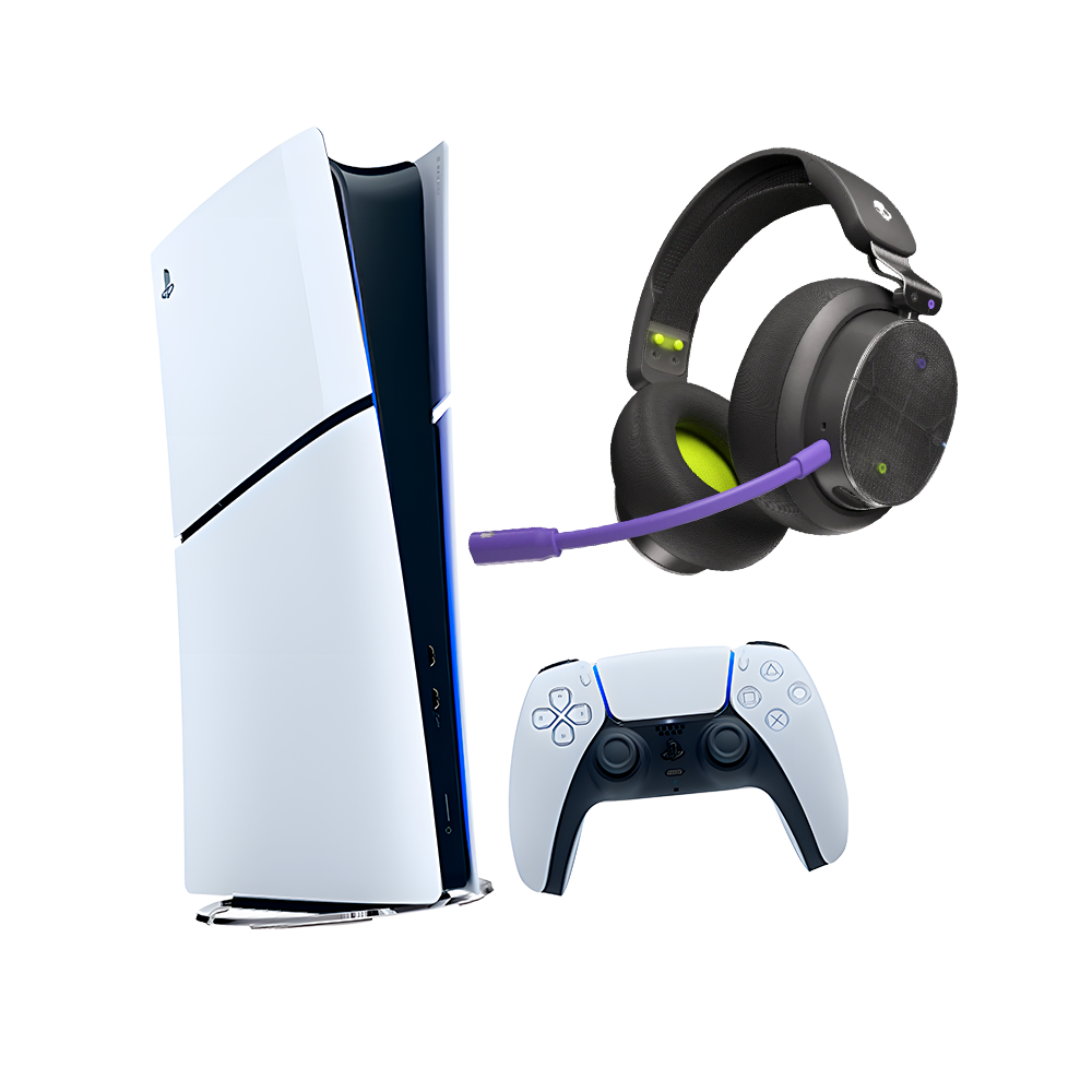 Bundle Consola PlayStation 5, Slim, Digital, 1TB SSD, HDR - PS5 + Headset Inalambricos/Bluetooth SkullCandy PLYR Multiplataforma, Negro KT