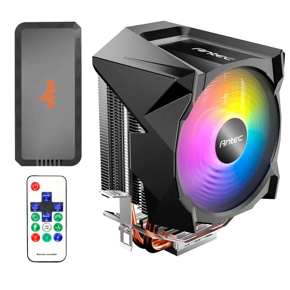 Bundle Disipador de Aire ANTEC A30 NEO ARGB, SOCKET 1200, 1700, AM5, AM4 TDP 125W  +  Controlador PWM Aigo APC1 , ARGB 3 pin + 6 Conectores PWM 4 pin KT