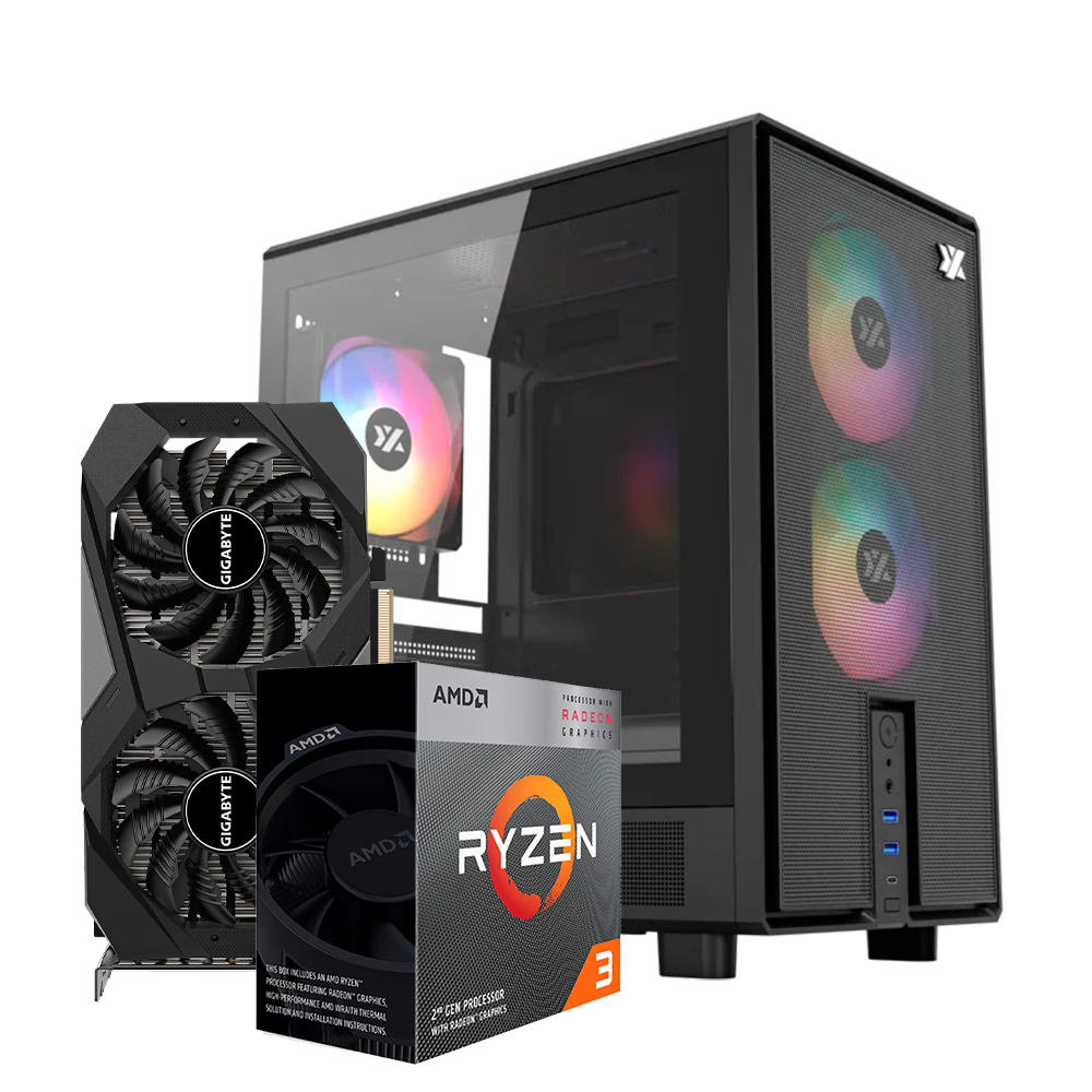 PC Atom Ryzen 5 5500, RTX 3050 6GB, RAM 16GB DDR4, SSD 256GB, PSU 550W 80+