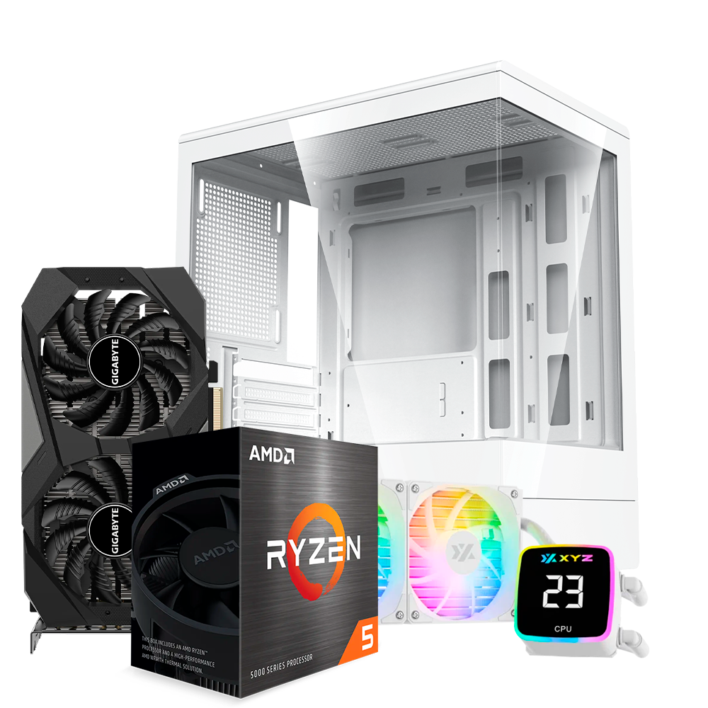 Pc DB330M Ryzen 5 5600X, RTX 3050 6GB, RAM 32GB DDR4, SSD 500GB, Enfriamiento Aquapulse 240mm, PSU 550W 80+